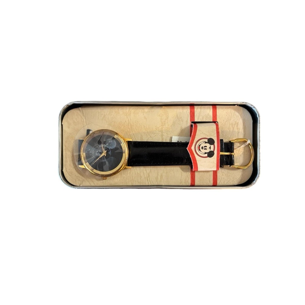 Vintage 90s Mickey Mouse Watch Collector Edition Disney Parks Gold Tone Black - Picture 3 of 6